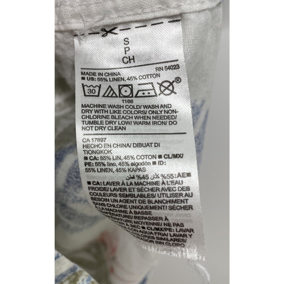 Old Navy Slim Fit Button Shirt Tropical Hawaiian Linen Blend Shirt Men's Sz‎ S - Picture 6 of 11